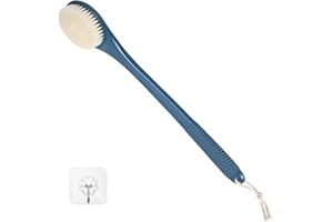 ZARCKER Rückenbürste Dusche, Rückenbürste Zum Duschen Für Senioren, Duschbürste Rücken, Badebürste Mit Langem Stiel, Dunkelblau