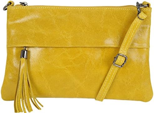 Small Italian Leather Clutch Shoulder Evening Bag DV-4 (Yellow / Lime Green)