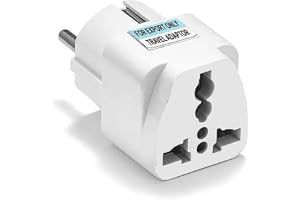 Adaptador de Enchufe Universal a Europa Tipo C/F, Compatible con UK, EE.UU., Australia y China, Adaptador de Viaje Compacto para España y UE, Blanco