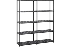 vidaXL Estanterías de Almacenaje 5 Niveles Estante Muebles Mobiliario Soporte Adornos Exhibición Organizador Plástico Negro 142x38x170cm