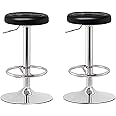 Umatou Bar Round Stool Adjustable Bar Chair For Coffee Bar Shop Counter pack of 2 -Black