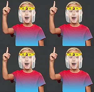 Xiran Wings Pack Of 4 Static Kids Face Shield With Comics Character Designed For Kids (Pack of 4)