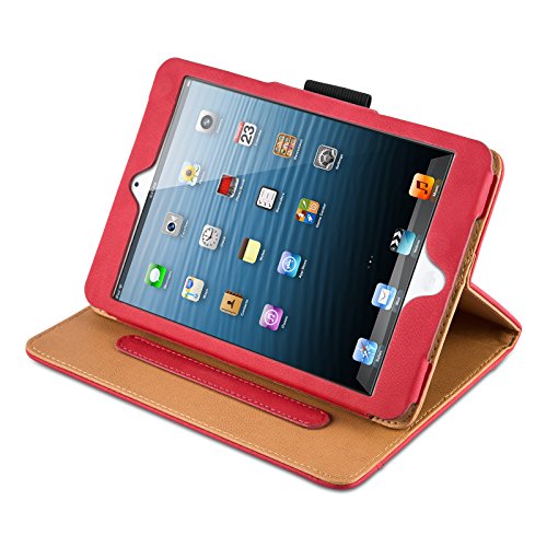 iPad Mini Hülle – JAMMYLIZARD Ledertasche Smart Cover mit Standfunktion für iPad Mini 4. 3. 2. & 1. Generation, ROT & HONIG, [MIT STIFT-HALTER] - 2