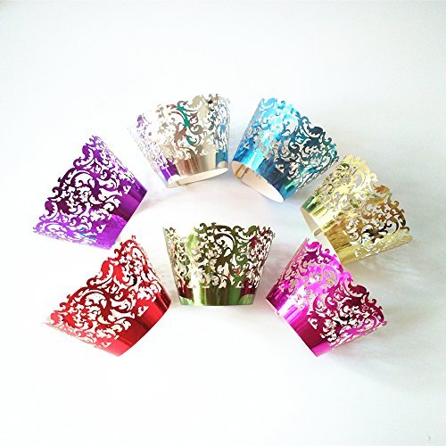 OULII Cupcake Wrappers Hochzeit Cupcake Dekoration Geburtstag Baby Baby-Dusche wickeln 50-Pack (cremeweiß) - 7