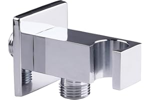 suaywo Wandanschlussbogen mit Brausehalter Halterung Wandhalter für Handbrause Brauseanschlussbogen mit Halter 1/2 Zoll Universal Brauseanschlussbogen Handbrausehalter