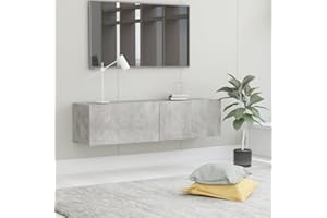 puraday Mobile TV 120x30x30 cm in Truciolato Mobile Tv A Parete Mobile Tv Soggiorno Mobile Tv Sospeso Mobiletto Tv Parete Attrezzata Tv Pensile Sospeso Mobile Sospeso Grigio Cemento