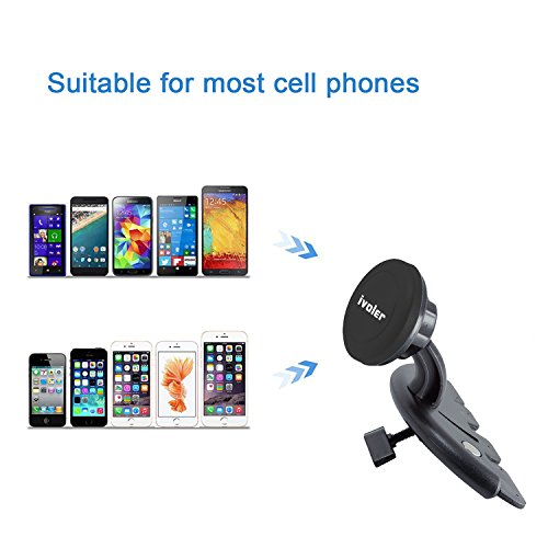 iVoler Porta Cellulare Auto per CD Slot-Porta Cellulare Magnetico Universale da Auto per CD Slot, Supporto Auto Smartphone **360 Gradi di Rotazione** per iPhone X / 8 / 8 Plus / 7 / 7 Plus / 6(s) / 6(s) Plus / SE / 5s / 5, Samsung Galaxy S9 / S9+ / S8 / S8+ / S7 / S7 Edge / S6 / S5 / J5 / A5, Asus Zenfone 3 / 4, Huawei, Google Nexus, LG, Nokia, Blackberry, Xiaomi, Lenovo, HTC, ecc.