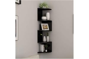asskanaer Mensole angolari fissate a Parete, mensola ad Angolo Radiale Classica Rettangolare a 5 Livelli for riporre Gli scaffali delle librerie (Color : Black)