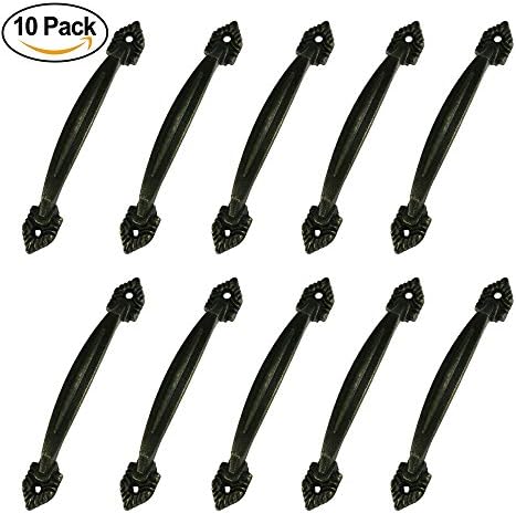 Pull Handle Knobs 96mm Hole Centers Vintage Antique for Kitchen Cabinet Closet Cupboard Drawer Zinc Alloy Bronze Color Packe of 10 with Screws