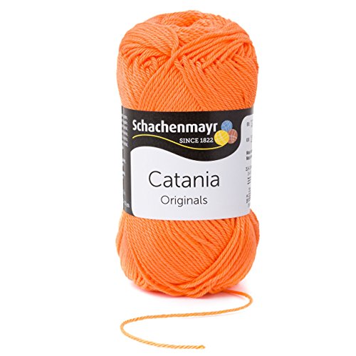 Catania Sommerwolle Schachenmayr leichte Baumwolle zum Stricken und Häkeln - Schachenmayr Wolle aus hochwertiger Baumwolle für farbenfrohe Designs! Catania Original orangelachs Fb 386 (helles orange, lachs, hellorange), 100% Baumwolle, kühlende Trageeigenschaft, Wolle Catania Schachenmayr, leichtes Baumwollgarn