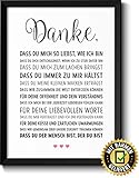  Danke Liebe Bild mit Rahmen Geschenke Geschenkidee zum Geburtstag Jahrestag Hochzeit Hochzeitstag Verlobung für Männer Frauen Freundin Freund Paar Pärchen Partner