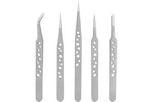 Bestgle pinzette set 5 stück anti statik edelstahl präzise esd pinzette pinzette spitz wimpern pinzette basteln tweezers spitze pinzette gebogen pinzette fein für nagelkunst schmuckherstellung