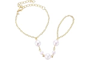 HMCEY Braccialetto con Anello a Catena, Braccialetto Anelli con Catena Dito con Regolabile Bracciale con anello per dito per Donna Anello Catena Schiava per San Valentino, Anniversario, Pompleanno