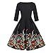 Produktbild 2018JYJM Weihnachten Mode Damen Plus Größe 3/4 Ärmel Vintage Kleid Blumendruck Retro Swing Dress Winter Mantel Damen,Langer Mantel Revers Parka Jacke StrickjackeOutwear Kurzarm Rockabilly Cocktail