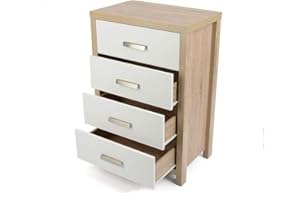 MEYVASER.COM ECOMMERCE COMPANY Meyvaser, Sinfonier Dormitorio Moderno, 4 Cajones con Guías Metálicas Tipo Europeo, 90cm Alto - 60cm Ancho, Melamina, Color Cambria Blanco