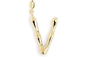 SINGULARU - Charm Letter XL Oro - Pendente Iniziale in Ottone con Finitura Placcata in Oro 18kt - Pendente Lettere A - Z - Charm Combinabile con Collana - Gioielli da Donna