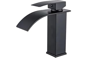 CIMVIDI Bateria łazienkowa z wodospadem, wylewka wodospadu, stal nierdzewna, kran do ciepłej i zimnej wody, pionowy kran umywalkowy, wysokość 24,5 cm