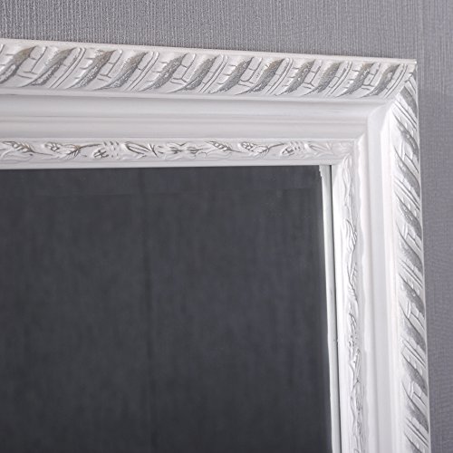 WANDSPIEGEL BAROCK Weiß-Silber ANTIK DESIGN SPIEGEL Stripe 140x50cm HOLZRAHMEN - 9