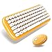 Produktbild GCCLCF High-End-Mini-Wireless-Tastatur und Maus setzen rund Punk-Schokolade Bluetooth-Maus und Tastatur-Set,Yellow