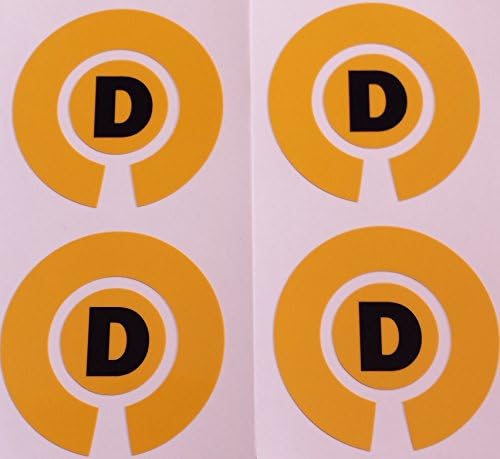 Crown Green Lawn Indoor Bowls Adhesive Lettered Coloured Marker Labels Set of 4 (Yellow, D)