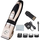 [Gesponsert]Wawoo® Tierhaarschneider Keramik-Rasiererkopf Leise Harrschneidermaschine Tierhaartrimmer Tierhaarschneidemaschine Set mit 4 Kammaufsätzen 3/6/9/12mm + 1x Akku Schermaschine Hunde Katzen(Schwarz)