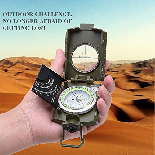 ARINO Kompass Linseatischer Kompass Professioneller Peilkompass Militär- Wanderkompass mit Leuchtziffern für Expeditionen Camping Wandern Outdoor Sport Backpacker XL mit Schutztasche - 4
