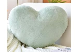 ODIWEN Cojín de Peluche en Forma de Corazón, Cojín Decorativo de Sofá de Felpa, Almohada de Amor, Decoración de Sofá (Verde Claro)