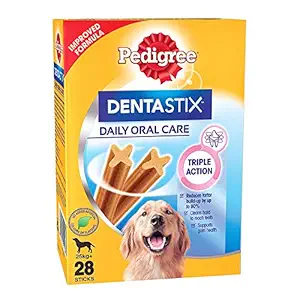 Pedigree Dentastix Large Breed (25 kg+) Oral Care Dog Treat (Chew Sticks) (28 Sticks) 1.08kg Monthly Pack