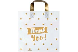 AOYU Thank You Bags, 50 Pcs Merchandise Bag Extra Thick Plastic Gift with Handle, Reusable Shopping for Party Boutique Store Clothes Retail, 40*35*8cm