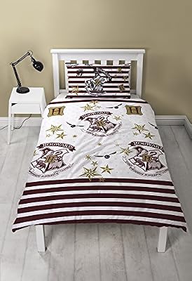 Harry Potter Housse de couette avec taie d'oreiller assortie, EN microfibre, Blanc, Unique