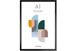 ACAZA Cadre Photo 59 x 84 cm Format A1, En Bois MDF et Verre Acrylic, Pour Photos, Posters et Puzzles, Décoration Murale, Portrait et Paysage, Noir