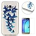 Produktbild Samsung Galaxy J3 2016/2015 Hülle Transparent Weiche Silikon Schutzhülle,Weicher Flexibel Klar Gel Silikon TPU Hülle Superdünn Stoßfest Tasche Telefon-Kasten Schutz Tasche Schutzhülle Durchsichtig Handyhülle Silikon Case Schale für Samsung Galaxy J3 2016/2015 with Beautiful Colourful Pattern Design-Blau Schmetterling