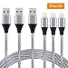 Produktbild Ladekabek-iphone-6 Lightning-Kabel Iphone-Ladekabel - EASHION 3* 2m Iphone Nylon Datenkabel kompatibel mit Apple iPhone 7 Plus/7/6 Plus/6 /5/5S/6s iPad 4 iPad Mini/Air iPod 5 und iPod7(Grau-Weiß)
