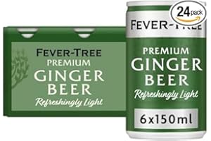 FEVER-TREE Refreshingly Light Ginger Beer 6x150ml (Pack of 4, Total 24 Cans)