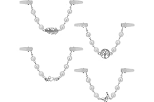 NRAMWELL Vintage Cardigan Clips 4 Pcs Women's Sweater Clips Sweater Shawl Clip Brooch Scarf Clips Butterfly Cardigan Clips Flowers Metal Clips Chain Collar Clips for Women Girls Cape Scarves Coat Jacket Dress