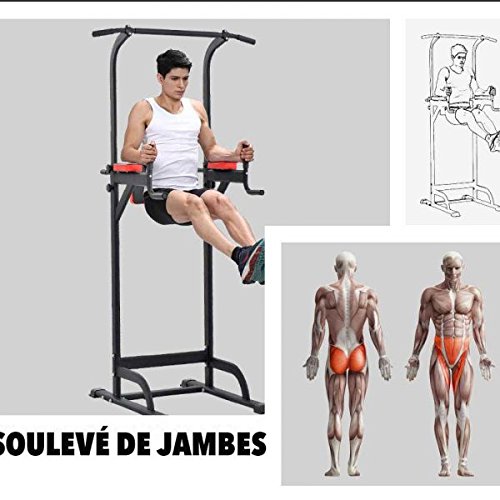 Pull Up Fitness - Barre de Traction avec Chaise Romaine, Noir/Rouge Pull Up Fitness - Barre de Traction avec Chaise Romaine, Noir/Rouge