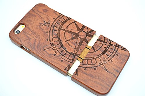 RoseFlower   iPhone 6 Plus 5 5       Funda de Madera - Br  jula de palo de rosa - Natural Hecha a mano de Bamb     Madera Carcasa Case Cover con GRATIS Protector de Pantalla para tu Smartphone