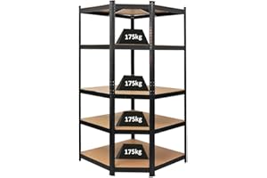 PROREGAL Scaffale angolare Ragnar | AxLxP 180x90x60cm | portata per ripiano 175kg | Nero