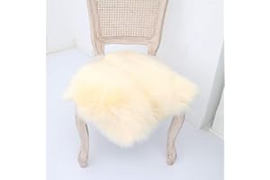 Martin Kench Faux Lammfell Sitzkissen, Schaffell Sitzauflage Longhair Fell Optik Nachahmung Wolle Sofa Matte (Beige,45 x 45 cm)