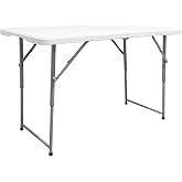 The Homeweeks Solid Folding Table 120 x 60 x 18.9/24/74 cm Height Adjustable | Portable | Public Use Regulations Indoor/Outdo