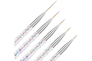 5Pcs Nail Art Brushes, Etercycle Thin Nail Brush for Nail Art, Fine Acrylic Nail Brush for DIY Design(7/9/11/15/20mm)