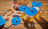 Spülmaschinengeeignet Lurch 210300 Mein Mein Deckel Biergarten 4er Set Glasabdeckungen mit lustigen Figuren