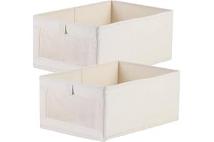 Niviy Organizer Armadio,2 Pezzi Organizer Cassetti Salvaspazio 41x28x17cm,Scatole Portaoggetti Pieghevole,Bianco Organizzatori Armadio per Maglioni,Jeans,Vestiti,Magliette