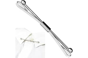 Vepoty Silver Copper Classic Men's Shirt Collar Bar Pin Necktie Clip for Wedding Business