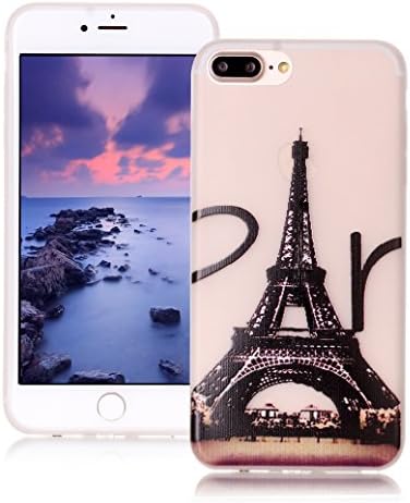 AllDo iPhone 7 PLUS Case Soft TPU Silicone Cover Flexible Slim Phone Skin Original Design Pattern Shell Lightweight Thin Protective Case Scratchproof&amp;Shockproof Bumper with Luminous Function - Eiffel Tower