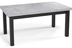WFL GROUP Moderner Rechteckiger Ausziehbarer Esstisch - Platzsparend - Schwarze Holzbeine - 120 bis 160 cm - Hergestellt in EU - 120 x 80 cm - Grau Beton