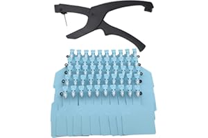 ABUSTLE PIG 50 pcs TPU Blank Z Tags One-Piece Cattle Ear Tags Plastic Animal Identification Tag with Professional Animal Ear tag applicator for Cattle,Sheep Goat, Pig, Large Size, (Blue)