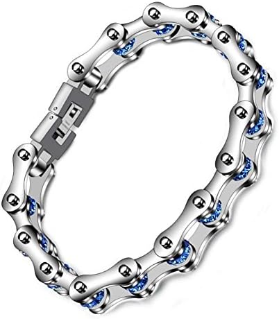 ❤️❤️❤️DUUMY Stainless Steel Locomotive Bracelet Titanium Steel Bicycle Bracelet Female Domineering Clay Diamond Exquisite Jewelry Anti-Fatigue Anti-Radiation , 22mm