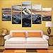Produktbild cmdyz Kein Rahmen Leinwand Hd Drucke Gemälde Wohnkultur Wohnzimmer 5 Stücke Sonnenuntergang Vulkan Berge Poster Wandkunst Landschaft Bilder