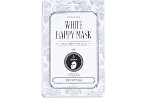 KOCOSTAR White Happy Mask - Mascarilla facial coreana antiedad, con Niacinamida, Ácido Málico, Té Verde y Antioxidantes. Rejuvenece, aporta elasticidad, unifica el tono e ilumina. (1 Unidad)